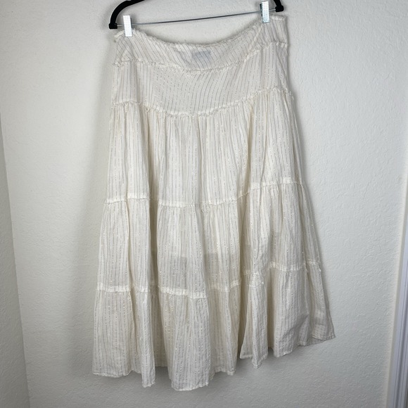 John Paul XL Skirt Tiered Embroidered Beaded Cowgirl Broomstick Full 100% Cotton - Picture 3 of 9